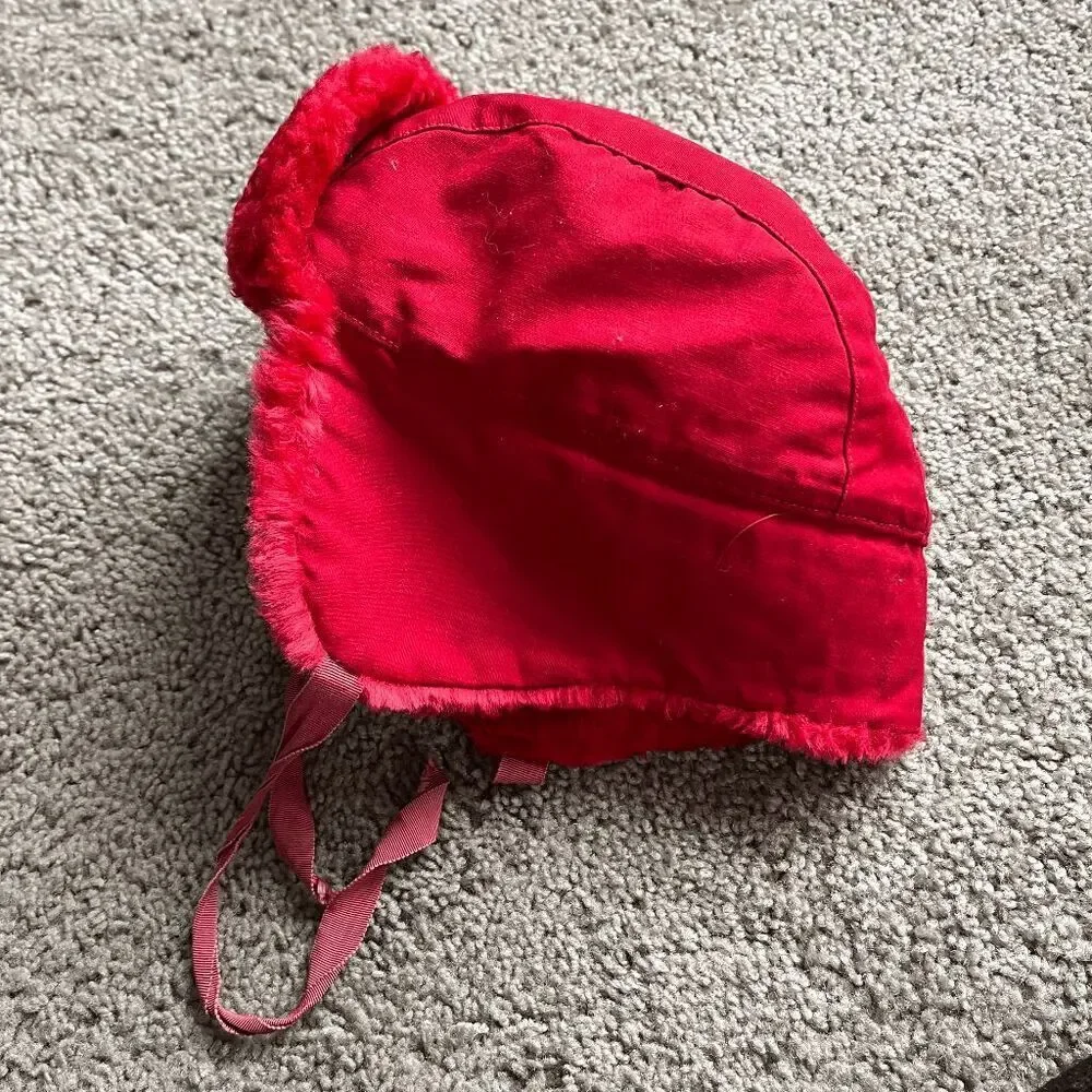 VTG 1960s Red Faux Fur Trapper Hat Alcan Aviator Quilted Lined USA - Picture 13 of 13